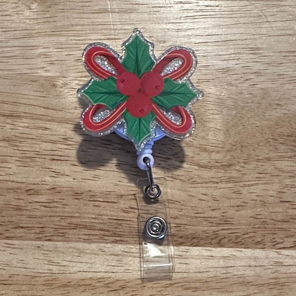 Festive Holly Leaf Badge Reel